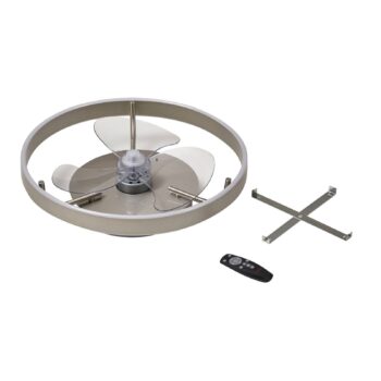 Lindby LED stropný ventilátor Momitu, strieborný, tichý, Ø 50 cm