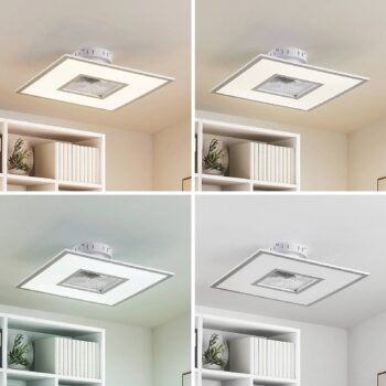 Lindby LED stropný ventilátor Romea, hranatý, DC, tichý, 60 cm