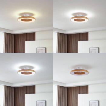 Lindby LED stropný ventilátor Teleo, Ø 58 cm, farba dreva, CCT