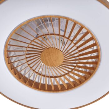 Lindby LED stropný ventilátor Teleo, Ø 58 cm, farba dreva, CCT