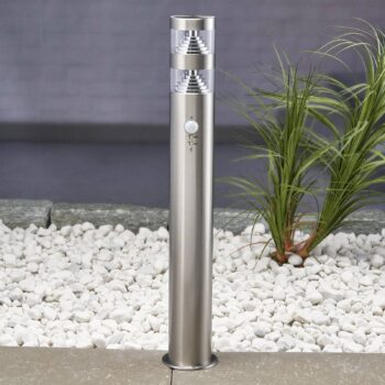 Lindby LED svetlo na chodník Lanea, 60 cm, sivé, senzor, IP44