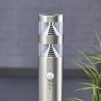 Lindby LED svetlo na chodník Lanea, 60 cm, sivé, senzor, IP44