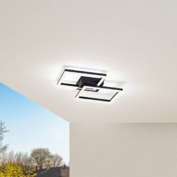 Lindby LED vonkajšia stropná lampa Finian, 48 cm x 48 cm, CCT stmievateľné