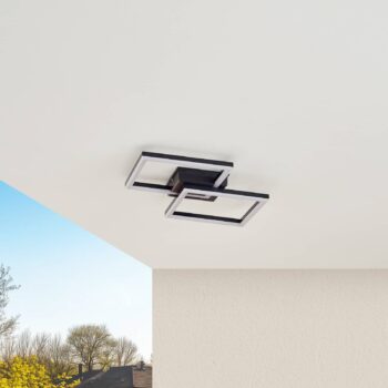 Lindby LED vonkajšia stropná lampa Finian, 48 cm x 48 cm, CCT stmievateľné