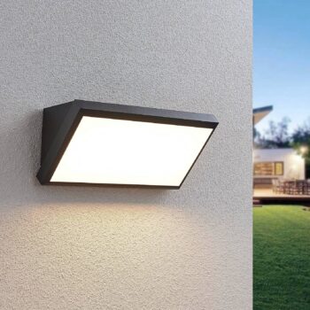 Lindby LED vonkajšie nástenné svietidlo Abby, sivé, plast, IP65