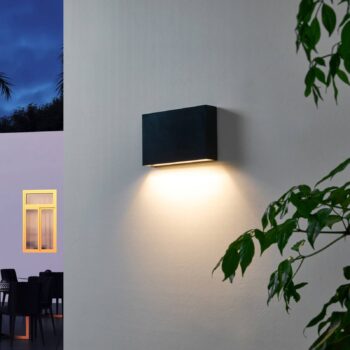 Lindby LED vonkajšie nástenné svietidlo Jarte, 20 cm, dole, sivé, IP65
