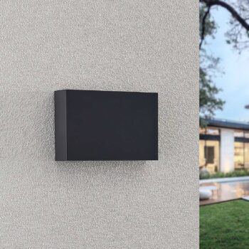 Lindby LED vonkajšie nástenné svietidlo Jarte, 20 cm, hore/dole, sivé, IP65