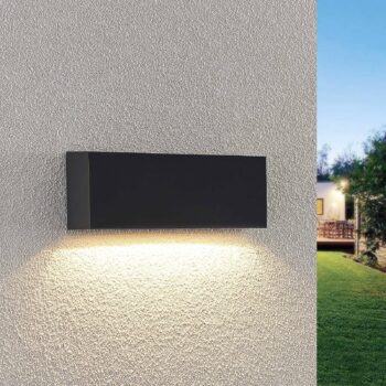 Lindby LED vonkajšie nástenné svietidlo Jarte, 24 cm, dole, sivé, IP65
