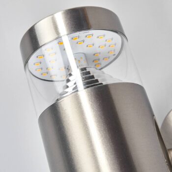 Lindby LED vonkajšie nástenné svietidlo Lanea, 21 cm, nerezová oceľ, IP44