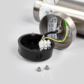 Lindby LED vonkajšie nástenné svietidlo Lanea, 21 cm, nerezová oceľ, IP44