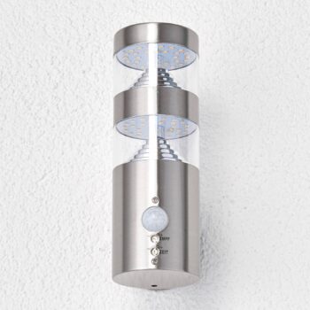 Lindby LED vonkajšie nástenné svietidlo Lanea, 22 cm, nerezová oceľ, senzor
