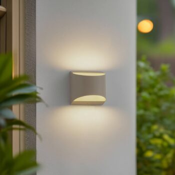 Lindby LED vonkajšie nástenné svietidlo Lenore, béžová, kov, 13,5 cm
