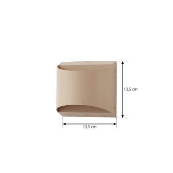 Lindby LED vonkajšie nástenné svietidlo Lenore, béžová, kov, 13,5 cm
