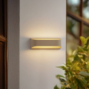 Lindby LED vonkajšie nástenné svietidlo Lenore, béžová, kov, 36,5 cm