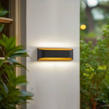 Lindby LED vonkajšie nástenné svietidlo Lenore, čierne, kov, 36,5 cm