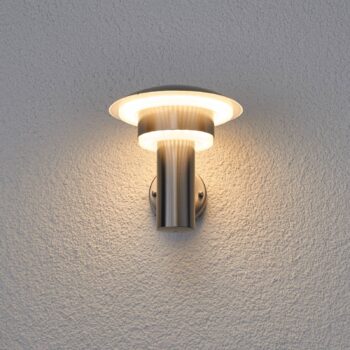 Lindby LED vonkajšie nástenné svietidlo Lillie, výška 19 cm, nerezová oceľ