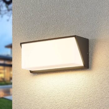 Lindby LED vonkajšie nástenné svietidlo Malim, 25 cm, antracitová farba, IP65