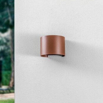 Lindby LED vonkajšie nástenné svietidlo Nivar, okrúhle, hrdzavé, kov, IP54