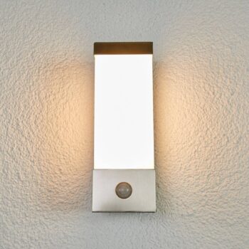 Lindby LED vonkajšie nástenné svietidlo Severina, 25 cm, senzor, oceľ