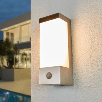 Lindby LED vonkajšie nástenné svietidlo Severina, 25 cm, senzor, oceľ