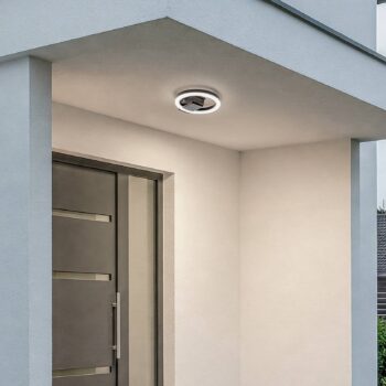 Lindby LED vonkajšie stropné svietidlo Finian, Ø 22 cm, CCT, stmievateľné