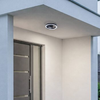 Lindby LED vonkajšie stropné svietidlo Finian, Ø 22 cm, CCT, stmievateľné