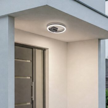 Lindby LED vonkajšie stropné svietidlo Finian, Ø 31 cm, CCT, stmievateľné