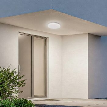Lindby LED vonkajšie stropné svietidlo Kirkola, 4000 K, Ø 26 cm, biele