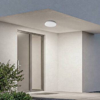 Lindby LED vonkajšie stropné svietidlo Kirkola, 4000 K, Ø 26 cm, biele