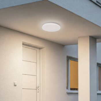 Lindby LED vonkajšie stropné svietidlo Kirkola, 4000 K, Ø 34 cm, biele