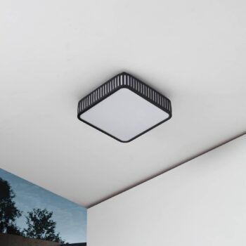 Lindby LED vonkajšie stropné svietidlo Lurinda, 26 cm čierne, IP44