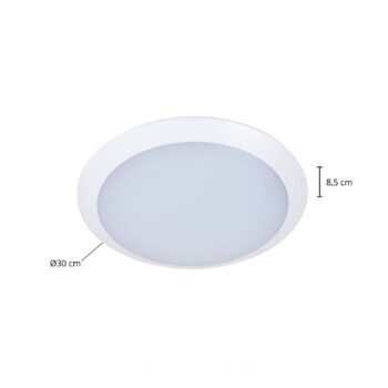 Lindby LED vonkajšie stropné svietidlo Naira, biele, senzor, 30 cm, IP65