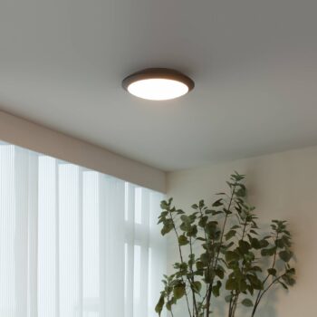 Lindby LED vonkajšie stropné svietidlo Naira, sivé, senzor, 30 cm, IP65