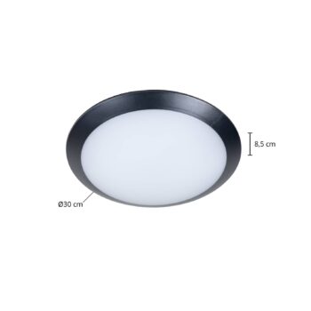 Lindby LED vonkajšie stropné svietidlo Naira, sivé, senzor, 30 cm, IP65