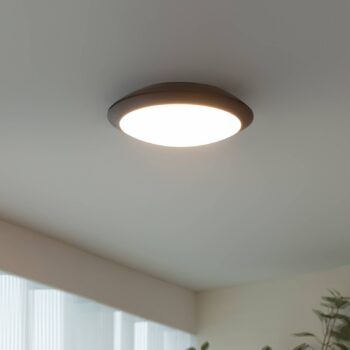 Lindby LED vonkajšie stropné svietidlo Naira, sivé, senzor, 30 cm, IP65