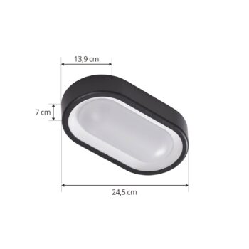 Lindby LED vonkajšie stropné svietidlo Niniel, čierne, 24 x 14 cm