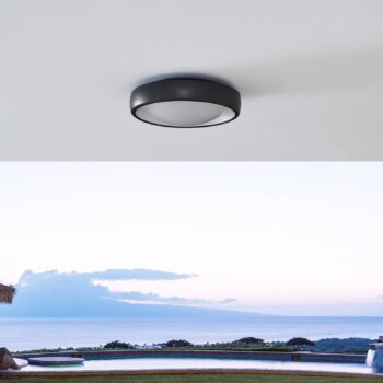 Lindby LED vonkajšie stropné svietidlo Niniel, čierne, Ø 25 cm