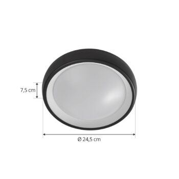 Lindby LED vonkajšie stropné svietidlo Niniel, čierne, Ø 25 cm
