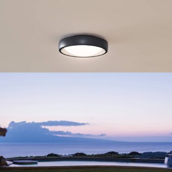 Lindby LED vonkajšie stropné svietidlo Niniel, čierne, Ø 25 cm