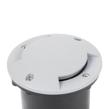 Lindby LED vstavané podlahové svietidlo Nandita, Ø 10 cm, strieborná, IP65