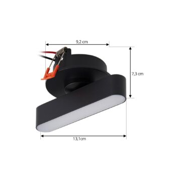 Lindby LED vstavané svetlo Eldrin, čierne, svetelný pás, 13,1 cm