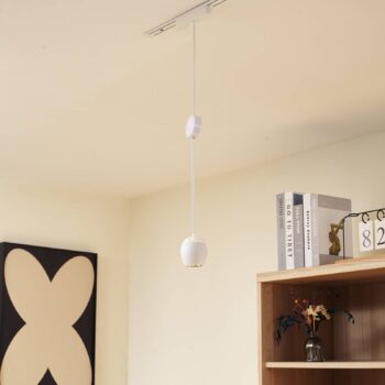 Lindby LED závesné svetlo Lumaro, biele, Ø 6,2 cm, 48 V, stmievateľné