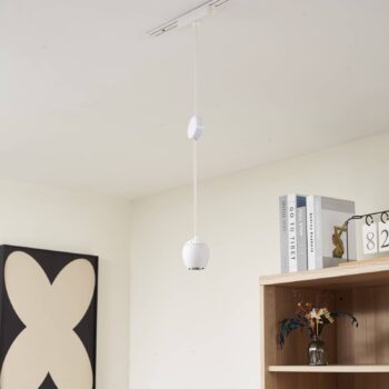 Lindby LED závesné svetlo Lumaro, biele, Ø 6,2 cm, 48 V, stmievateľné