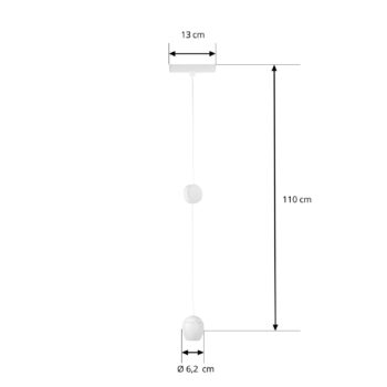 Lindby LED závesné svetlo Lumaro, biele, Ø 6,2 cm, 48 V, stmievateľné