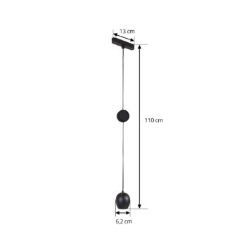 Lindby LED závesné svetlo Lumaro, čierne, Ø6,2 cm, 48V, stmievateľné