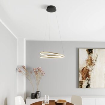 Lindby LED závesné svietidlo Davian, mosadzná farba, 49 cm, stmievateľné
