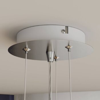 Lindby LED závesné svietidlo Gunda, biele, sklo, Ø 47 cm, stmievateľné