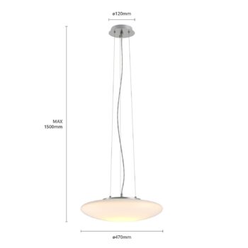 Lindby LED závesné svietidlo Gunda, biele, sklo, Ø 47 cm, stmievateľné