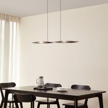 Lindby LED závesné svietidlo Jaren, čierne/hnedé, 100 cm, CCT