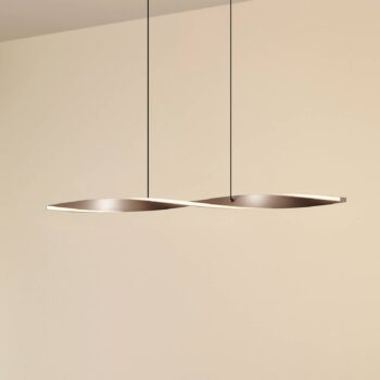 Lindby LED závesné svietidlo Jaren, čierne/hnedé, 100 cm, CCT
